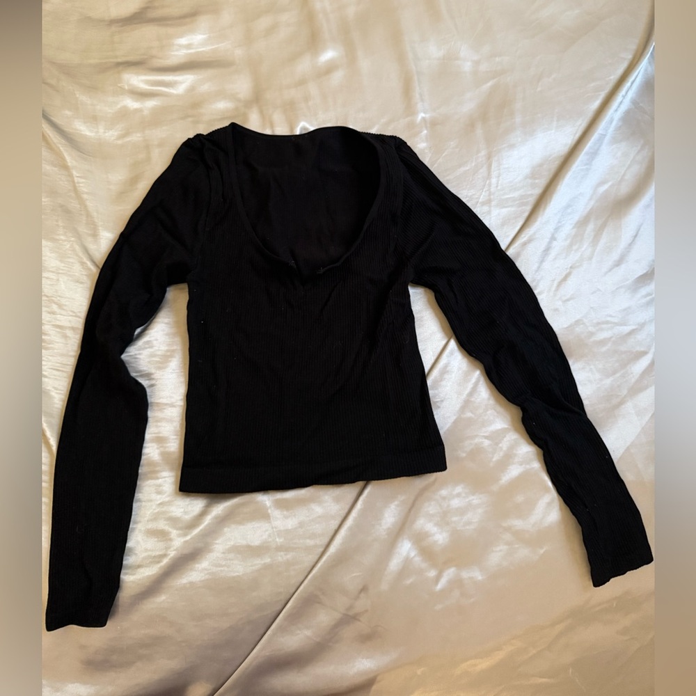 Chic Black Long Sleeve Women's Top